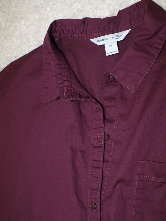 Old Navy Tops - Old Navy 'The Boyfriend Shirt' Plum Button Down - XL - LIKE NEW